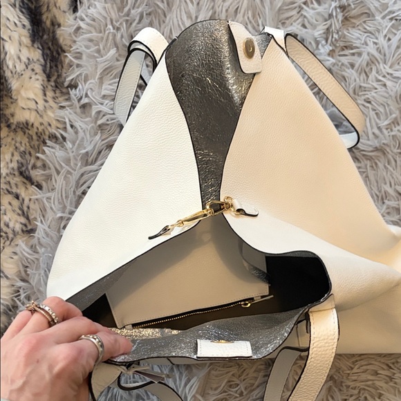 Soft & Slouchy White Italian Leather Tote Bag - Cheval Firenze “Formentera A/S” - Picture 7 of 10